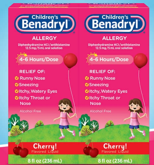 儿童感冒药Children's Benadryl Allergy Liquid, 16 Ounces
